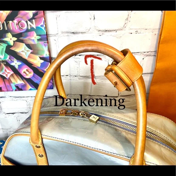 Louis Vuitton Ice blue Vernis Tompkins shoulder bag and scarf - Picture 3 of 16